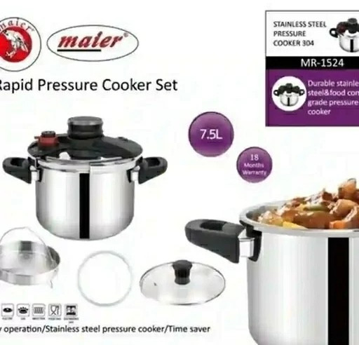 زودپز 7.5 لیتری استیل درب کلیپسی مایر maier MR-1524