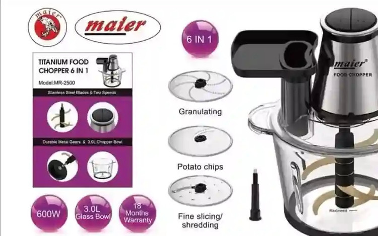 خردکن و سالاد ساز 6 کاره مایر مدل MR-۲۵۰۰